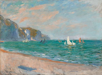 Canvas Print Boats Below the Pourville Cliffs; Bateaux Devant les Falaises de Pourville