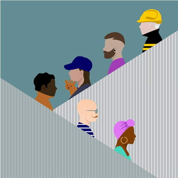 Canvas Print Escalator People