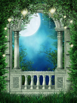 Canvas Print Fantasy window with lanterns