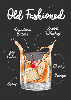 Canvas Print Vector engraved style Old Fashioned alcoholic