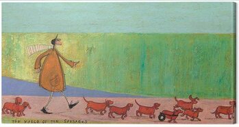 Print op canvas Sam Toft - The March of the Sausages