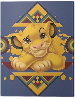 Print op canvas The Lion King - Simba Tribal Pattern