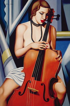 Print op canvas Woman with Cello