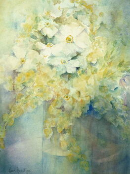 Schilderij op canvas Anemone Japonica - White Queen and Molu