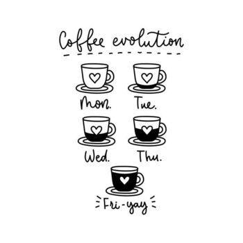 Schilderij op canvas Coffee week evolution funny card with lettering