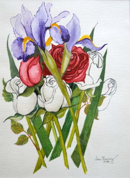 Obraz na plátne Irises and Roses,2007