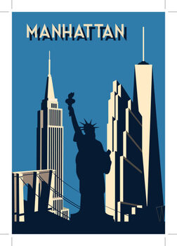 Obraz na plátne manhattan- retro poster