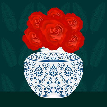 Schilderij op canvas Ming vase with Roses