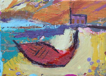 Schilderij op canvas Red boat Iona