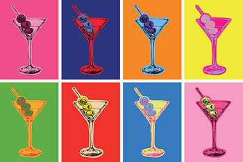 Schilderij op canvas Set of Colored Martini Cocktails with