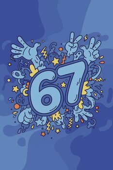 Schilderij op canvas Six Seven - 67 blue