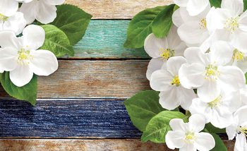 Carta da parati Fiori Recinzione Legno