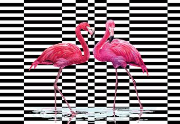 Carta da parati Modern Tropical Flamingos