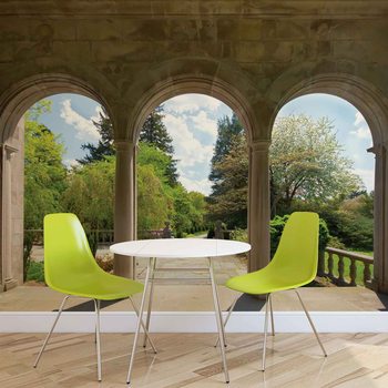 Carta da parati Veduta Giardino Attraverso Archi