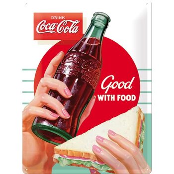 Cartel de metal Coca-Cola - Good with Food