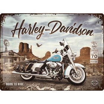 Cartel de metal Harley-Davidson - King of Route 66