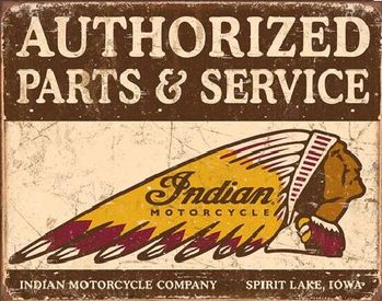 Cartel de metal Indian motorcycles - Authorized Parts and Service