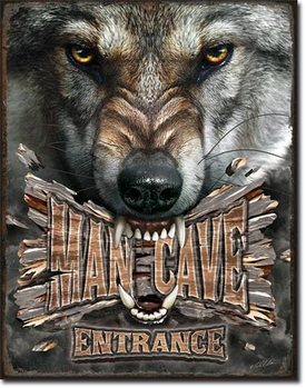 Cartel de metal Man Cave Wolf