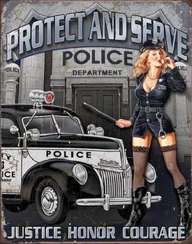 Cartel de metal POLICE DEPT - protect & serve