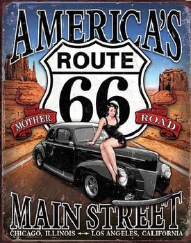 Cartel de metal ROUTE 66 - America's Main Street