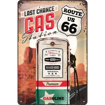 Cartel de metal Route 66 - Gas Station