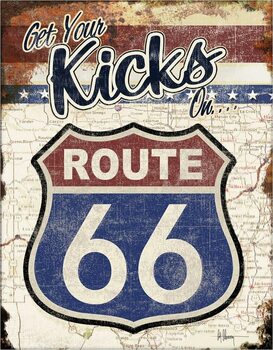 Cartel de metal Route 66 - Get Your Kicks On