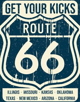 Cartel de metal Route 66 - States