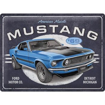 Cartello in metallo Ford Mustang 1969 Mach 1 Blue