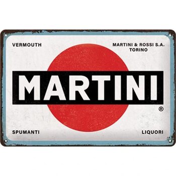 Cartello in metallo Martini Logo White