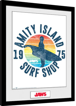 Zarámovaný plagát Čeľuste - Amity Island Surf Shop