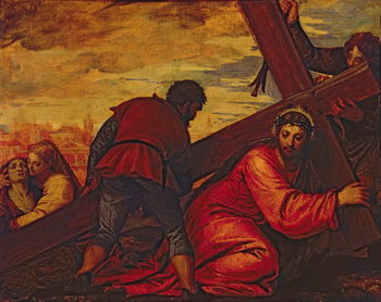 Vægklistermærke Christ Sinking under the Weight of the Cross