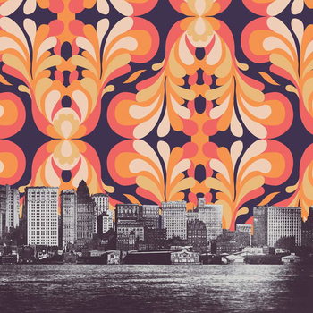 Schilderij op canvas Colorful sky above New York