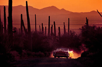 Illustration Cowboy Cadillac in Desert by Kevin Cruff