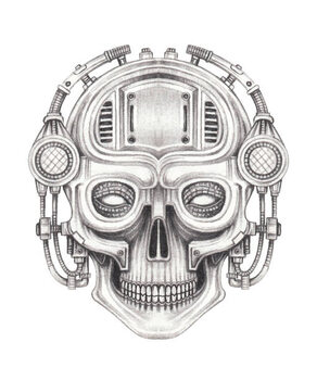 Adesivo murale Cyberpunk skull tattoo.