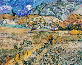 Enclosed Wheat Field with Peasant - Landscape at Saint-Rémy, 1889 Festmény reprodukció
