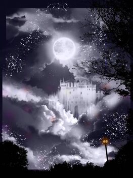 Samolepka fantasy background monochrome illustration of an