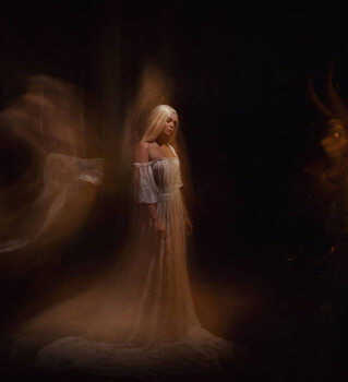 Plakát Fantasy Blonde Woman in Ethereal Setting