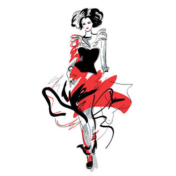 Tričko Fashion girl in sketch-style