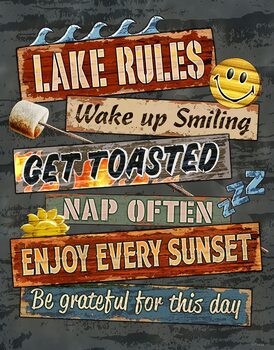 Fém tábla Lake Rules
