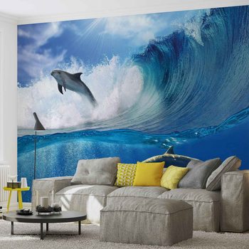 Dolphins Sea Wave Nature Fotobehang