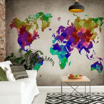 Watercolour World Map Fotobehang