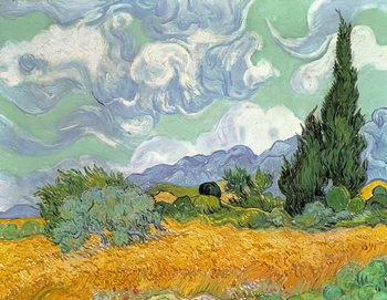 Fotobehang Wheatfield with Cypresses, 1889