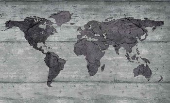 World Map Concrete Texture Fotobehang