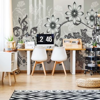 Fotomural Floral Pattern With Swirls
