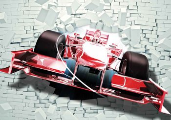 Fotomural Formula 1 carros de carreras en ladrillos