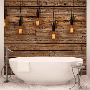 Fotomural Light Bulbs Wood Plankets