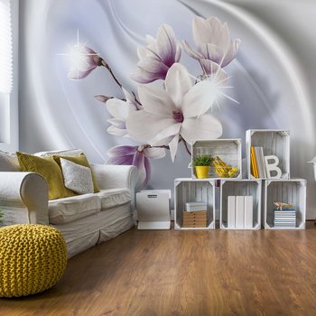 Fotomural Magnolia Modern Floral Design Blue