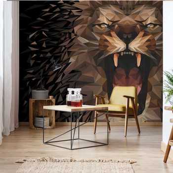 Fotomural Polygon Lion Dark Colours