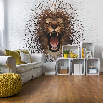 Fotomural Polygon Lion Ligh Colours