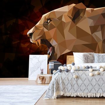 Fotomural Polygon Lioness Dark Colours